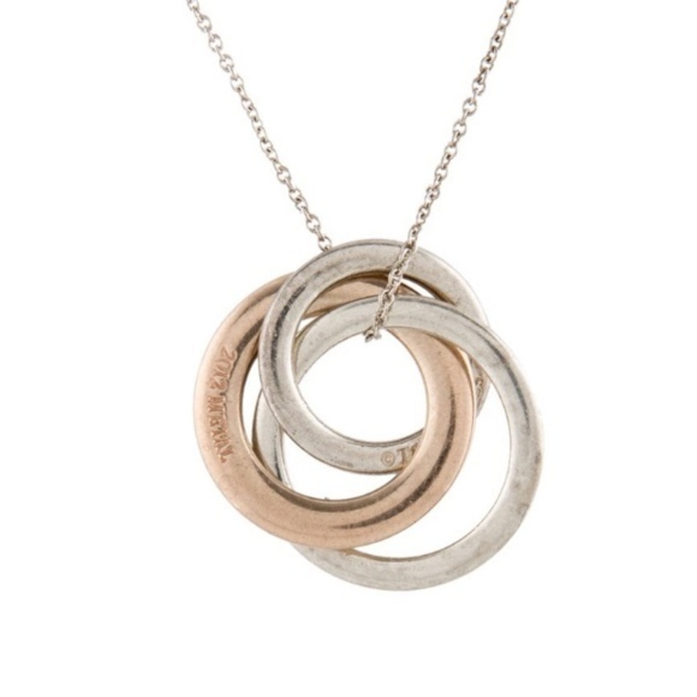 Authentic Vintage Tiffany 1837 Interlocking Circle Necklace,925 and Rubedo
